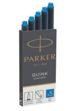 Картридж с смываемыми чернилами для перьевой ручки Parker "Cartridge Quink", Washable Blue, упаковка из 5 шт. в блистере