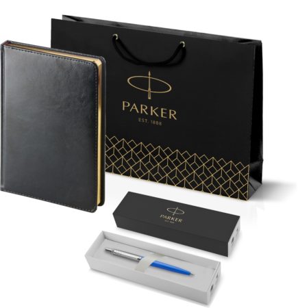Подарочный набор: Ежедневник недатированный и Шариковая ручка Parker Jotter K160, цвет: Blue