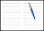 Подарочный набор: Шариковая ручка Parker Jotter Originals Blue Chrom CT, стержень: Mblue и Ежедневник черный недатированный 7