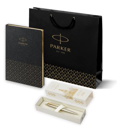 Подарочный набор: Шариковая ручка Parker Jotter Russia SE, цвет: St. Steel GT и Ежедневник недатированный, коричневый