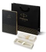 Подарочный набор: Шариковая ручка Parker Jotter Russia SE, цвет: St. Steel GT и Ежедневник недатированный, чёрный
