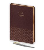 Подарочный набор: Шариковая ручка Parker Jotter Russia SE, цвет: St. Steel GT и Ежедневник недатированный, коричневый 3