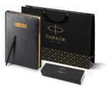 Подарочный набор: Шариковая ручка Parker Jotter XL SE20 Monochrome в подарочной упаковке, цвет: Black, стержень: Mblue и Ежедневник черный недатирова 11