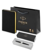 Подарочный набор: Шариковая ручка Parker Jotter XL SE20 Monochrome в подарочной упаковке, цвет: Black, стержень: Mblue и Ежедневник недатированный А5