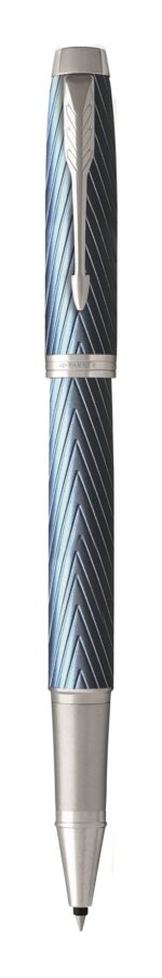Подарочный набор: Ручка роллер Parker IM Premium T318 Blue Grey CT, цвет чернил черный и ежедневник серого цвета 2