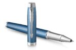 Подарочный набор: Ручка роллер Parker IM Premium T318 Blue Grey CT, цвет чернил черный и ежедневник серого цвета 7