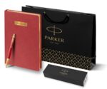 Подарочный набор: Шариковая ручка Parker IM Premium K318 Red GT, цвет чернил синий и красный ежедневник с золотым срезом 11