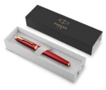 Подарочный набор: Ручка роллер Parker IM Premium T318 Red GT, цвет чернил черный и красный недатированный ежедневник с золотым срезом 9