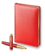 Подарочный набор: Ручка роллер Parker IM Premium T318 Red GT, цвет чернил черный и красный недатированный ежедневник с золотым срезом 3