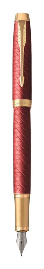 Подарочный набор: Ручка перьевая Parker IM Premium F318 Red GT, цвет чернил синий и красный недатированный ежедневник с золотым срезом 2