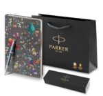 Подарочный набор: Ручка роллер Parker IM Premium T318 Blue Grey CT F черные чернила и Ежедневник недатированный, серый