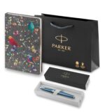 Подарочный набор: Ручка роллер Parker IM Premium T318 Blue Grey CT F черные чернила и Ежедневник недатированный, серый 6