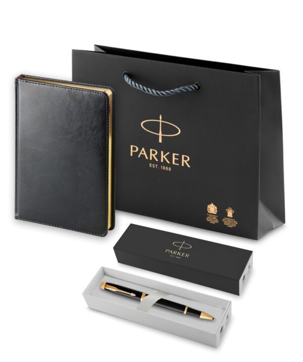 Подарочный набор: Ежедневник и Ручка-роллер Parker IM, цвет: Black GT