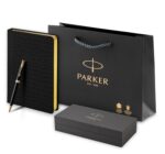 Подарочный набор Parker: шариковая ручка Parker Sonnet GT и ежедневник чёрного цвета с имитацией под кожу рептилии 5