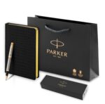 Подарочный набор: Ручка роллер Parker IM Metal Core Brushed Metal GT и Ежедневник недатированный А5 чёрный 5