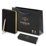 Подарочный набор:Шариковая ручка Parker IM Premium Warm Silver (grey) GT и Ежедневник недатированный А5 черный 5