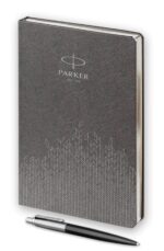 Подарочный набор: Шариковая ручка Parker Jotter Essential, Satin Black CT и Ежедневник  недатированный, серый 3