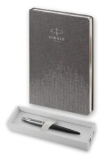 Подарочный набор: Шариковая ручка Parker Jotter Essential, Satin Black CT и Ежедневник  недатированный, серый 7