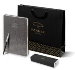 Подарочный набор: Шариковая ручка Parker Jotter Essential, Satin Black CT и Ежедневник  недатированный, серый 9