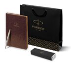 Подарочный набор: Шариковая ручка Parker Jotter Essential, St. Steel GT и Ежедневник  недатированный, коричневый 9