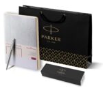 Подарочный набор: Шариковая ручка Parker Jotter Essential, St. Steel СT и Ежедневник недатированный серебристый 10