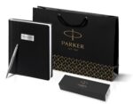 Подарочный набор: Шариковая ручка Parker Jotter Essential, St. Steel СT, стержень: Mblue и Ежедневник недатированный черный 13