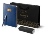 Подарочный набор: Шариковая ручка Parker Jotter Essential, Royal Blue CT, стержень: Mblue и Ежедневник синий недатированный 10