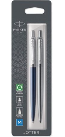 Подарочный набор: Шариковая ручка Parker Jotter Essential, Satin Black CT и Ежедневник  недатированный, серый
