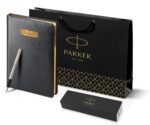 Подарочный набор: Ручка перьевая Parker Jotter Stainless Steel GT и Ежедневник черный недатированный 10