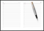 Подарочный набор: Ручка перьевая Parker Jotter Stainless Steel GT и Ежедневник черный недатированный 9