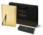 Подарочный набор: Ручка перьевая Parker Jotter Stainless Steel GT и Ежедневник золотистый недатированный 10