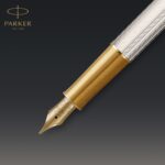 Перьевая ручка Parker Sonnet Silver Mistral GT, перо: M, цвет чернил: black, в подарочной упаковке 6