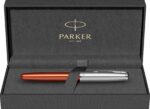 Ручка-роллер Parker Sonnet Essentials Orange SB Steel CT, цвет чернил black,перо: F, в подарочной упаковке. 9