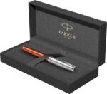 Ручка-роллер Parker Sonnet Essentials Orange SB Steel CT, цвет чернил black,перо: F, в подарочной упаковке. 2