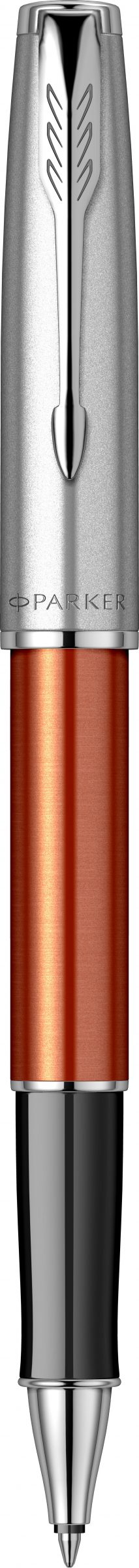 Ручка-роллер Parker Sonnet Essentials Orange SB Steel CT, цвет чернил black,перо: F, в подарочной упаковке.