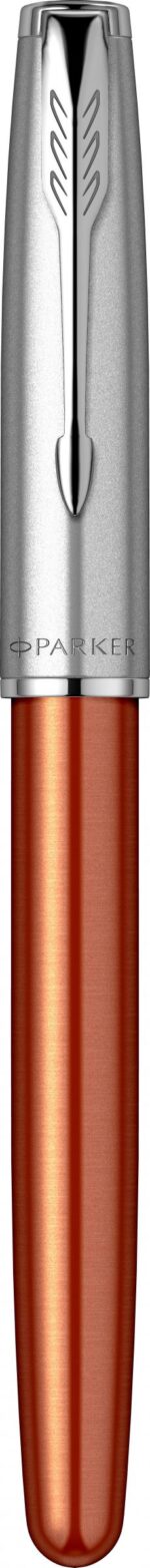 Ручка-роллер Parker Sonnet Essentials Orange SB Steel CT, цвет чернил black,перо: F, в подарочной упаковке. 5