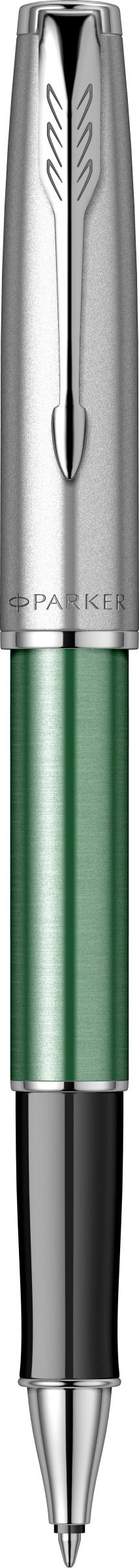 Ручка-роллер Parker Sonnet Essentials Green SB Steel CT, цвет чернил black, перо: F, в подарочной упаковке.