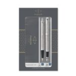Набор из 2х ручек в подарочной коробке Parker IM "Duo" Stainless Steel CT;.  Шариковая и перьевая ручка.