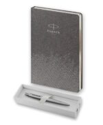 Подарочный набор: Шариковая ручка Parker Jotter Essential, St. Steel СT и Ежедневник  недатированный, серый 6
