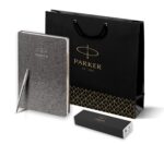 Подарочный набор: Шариковая ручка Parker Jotter Essential, St. Steel СT и Ежедневник  недатированный, серый 8