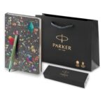 Подарочный набор: Ручка-роллер Parker Vector XL Green CT и Ежедневник недатированный, серый 7