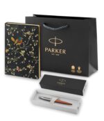 Подарочный набор: Шариковая ручка Parker Jotter Essential Chelsea Orange CT и Ежедневник недатированный, черный.