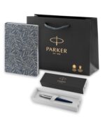 Подарочный набор: Шариковая ручка Parker Jotter Essential, Royal Blue CT, стержень: Mblue и Ежедневник  недатированный синий