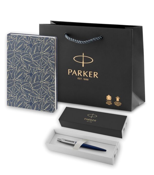 Подарочный набор: Шариковая ручка Parker Jotter Essential, Royal Blue CT, стержень: Mblue и Ежедневник  недатированный синий