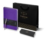 Подарочный набор: Шариковая ручка Parker Jotter Essential, Victoria Violet CT и Ежедневник недатир., серебр. срез, фиолетовый 6
