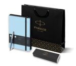 Подарочный набор: Шариковая ручка Parker Jotter Essential, Waterloo Blue CT и Ежедневник датированный, черный/голубой, с резинкой 6