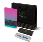 Подарочный набор: Шариковая ручка Parker Jotter Originals Blue Chrom CT и Ежедневник недатир розовый/голубой