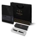 Подарочный набор: Шариковая ручка Parker Jotter XL SE20 Monochrome и Ежедневник недатированный, черный срез, черный.