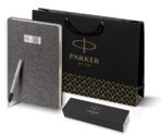 Подарочный набор: Ручка перьевая Parker Jotter Stainless Steel  и Ежедневник недатированный  серый 14