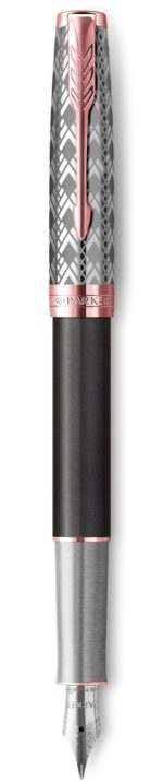 Перьевая ручка Parker Sonnet Premium  GREY GT, перо 18K, перо: F, цвет чернил black, в подарочной упаковке